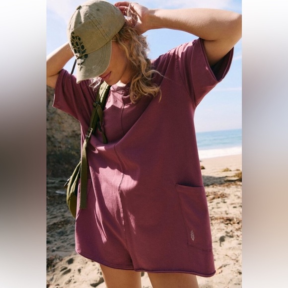FP Movement by Free People Pants - FREE PEOPLE MOVEMENT HOT SHOT TEE ROMPER in Clove NWT sz XS, S, M, L